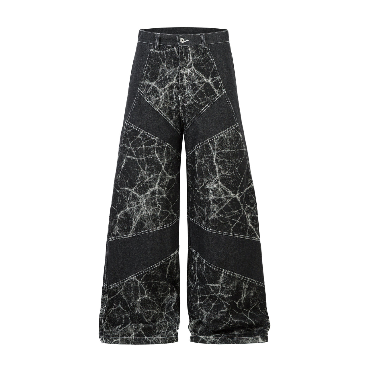 Omirad Cracked-Pattern Wide-Leg Jeans