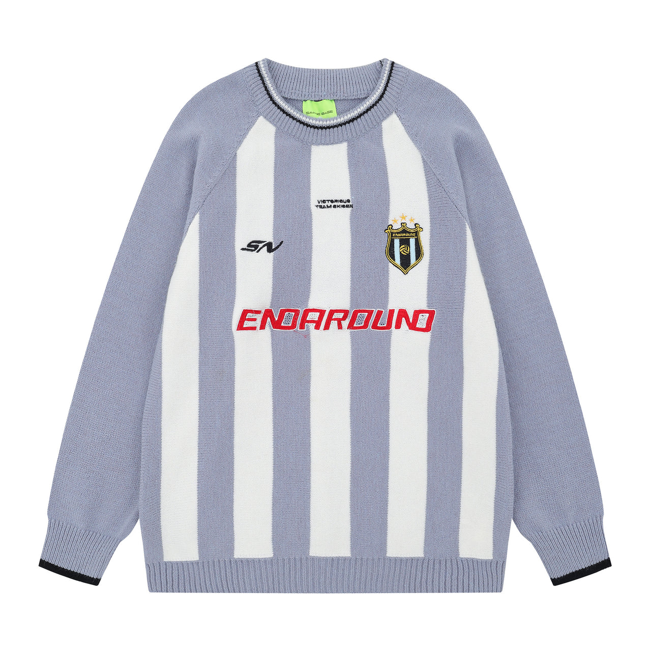 American Streetwear Striped Embroidered Sweater
