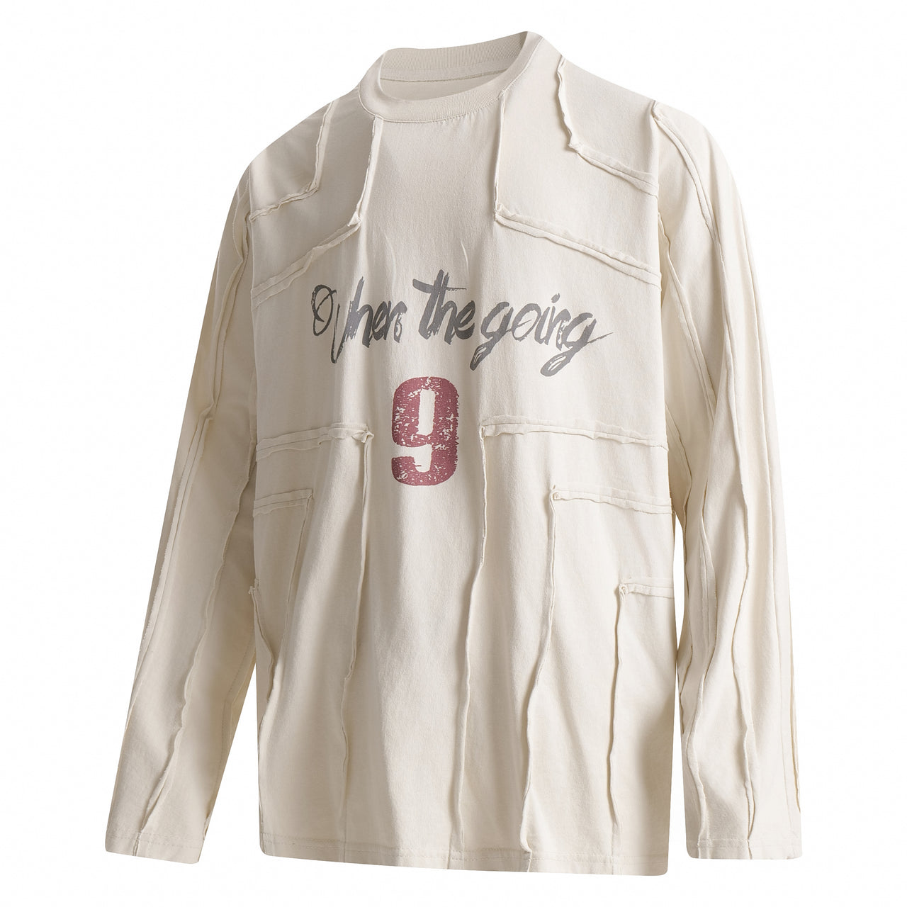 Streetwear Frayed Patchwork Crew Sweatshirt