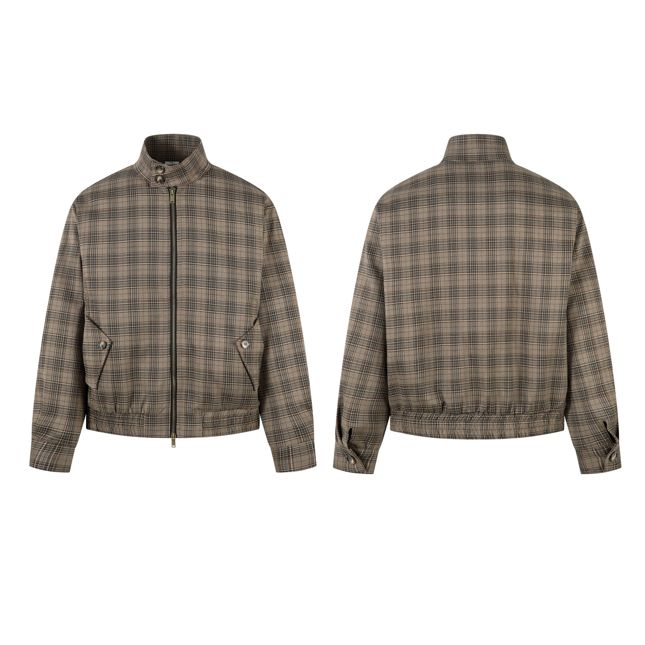 Omirad Vintage Plaid Stand-Collar Jacket