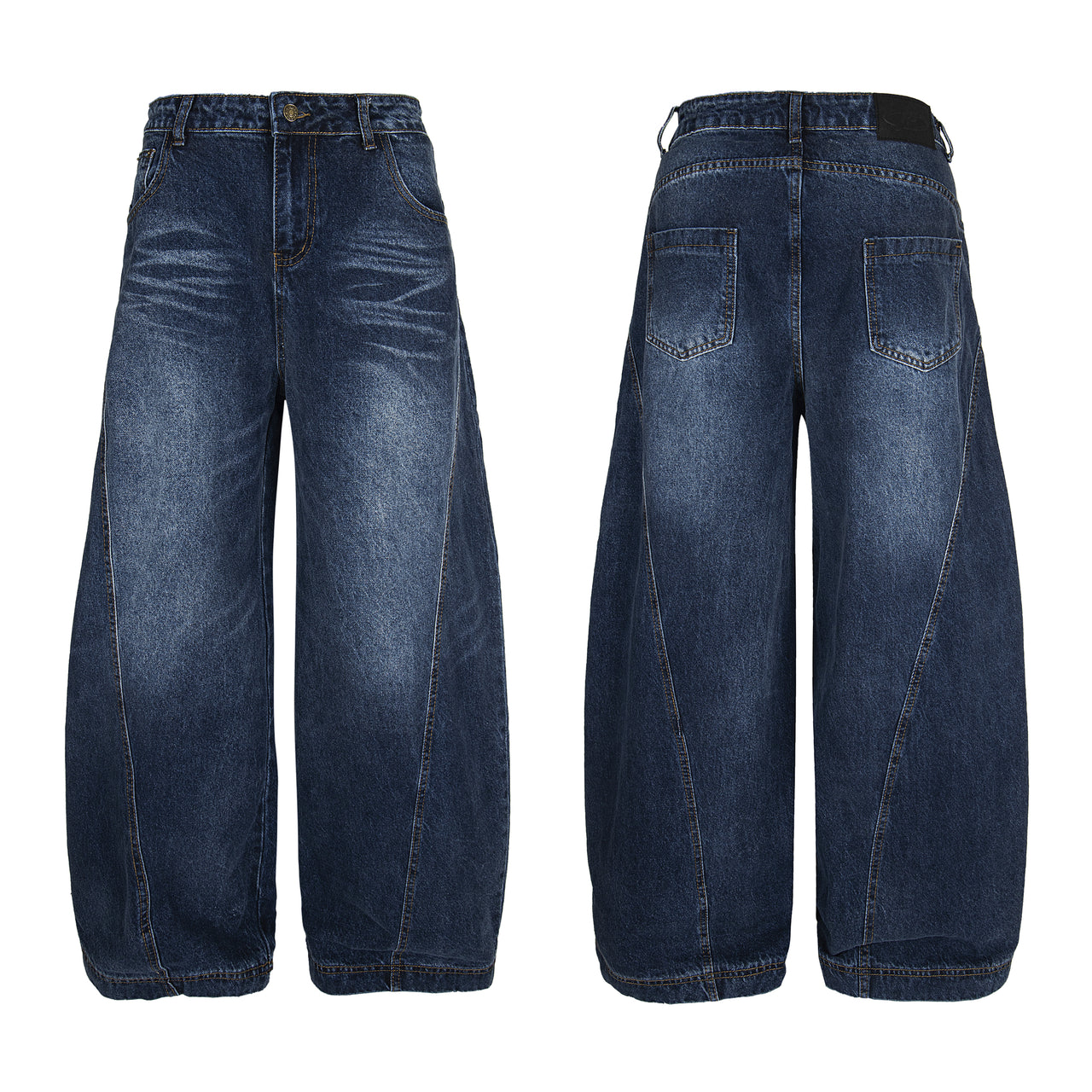 Omirad Curved Panel Balloon Wide-Leg Denim Pants