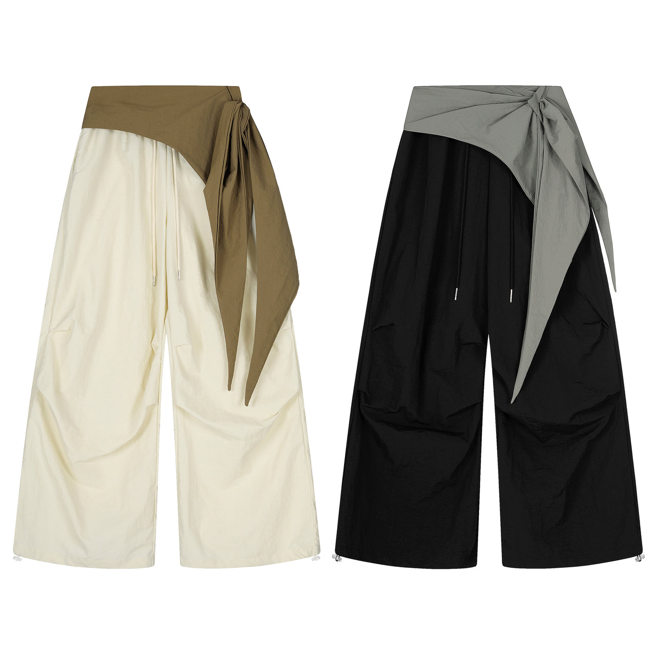 American Color-Block Pleated Casual Pants
