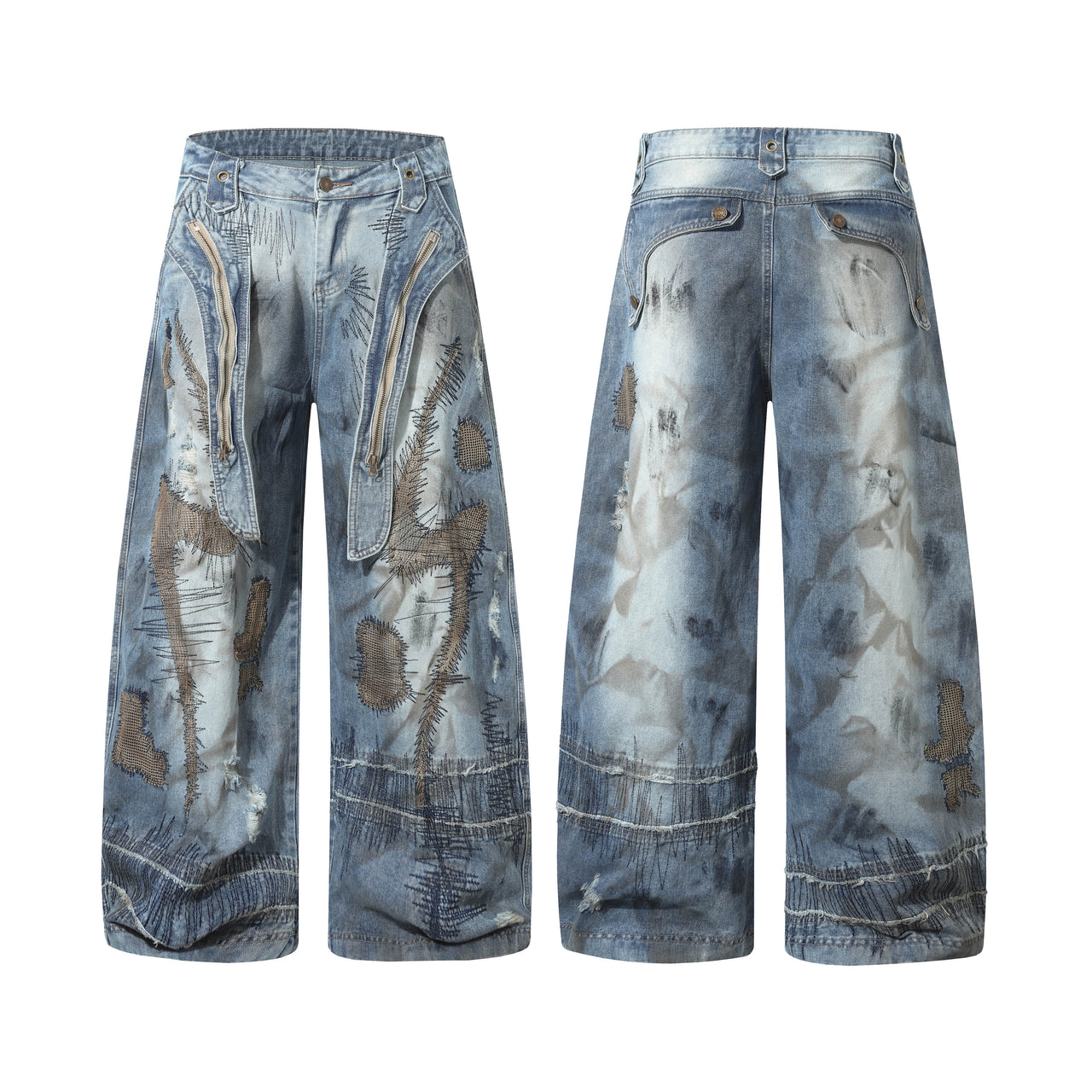 Omirad Distressed Patchwork Denim Pants