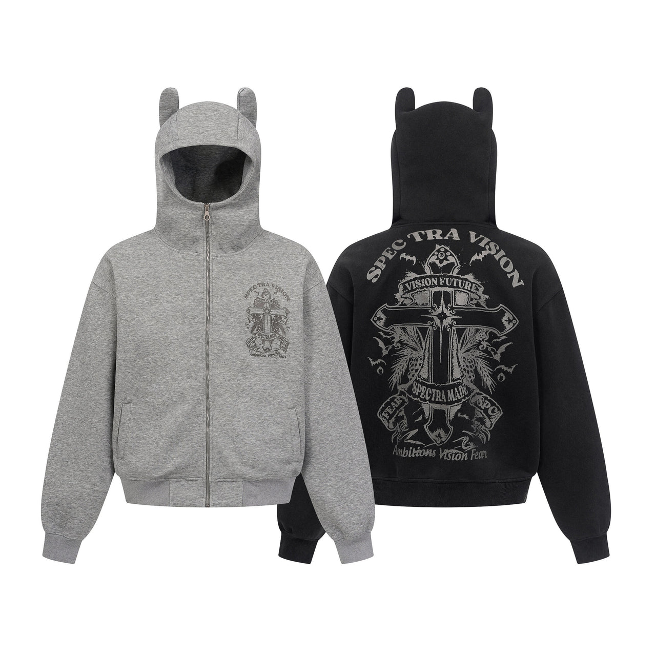Omirad Devil-Horn Graphic Zip Hoodie
