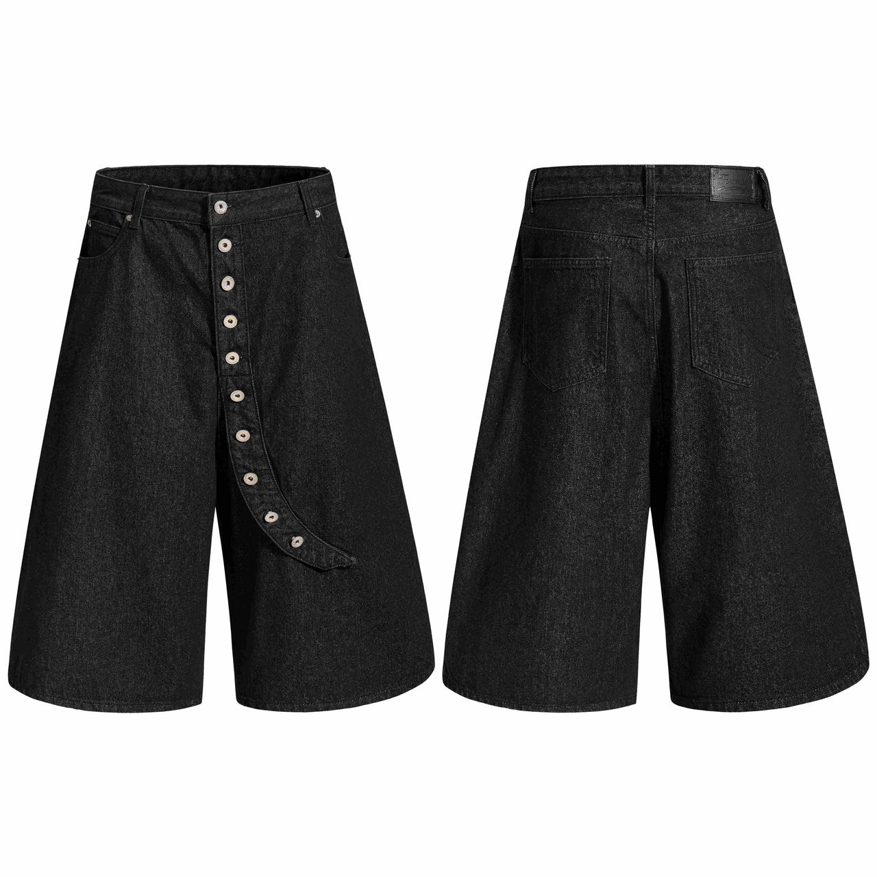 Omirad Asymmetric Button Denim Shorts