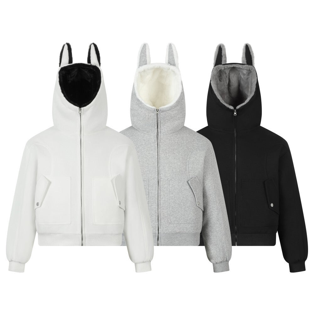 Omirad Bunny Ear Sherpa Hoodie Jacket