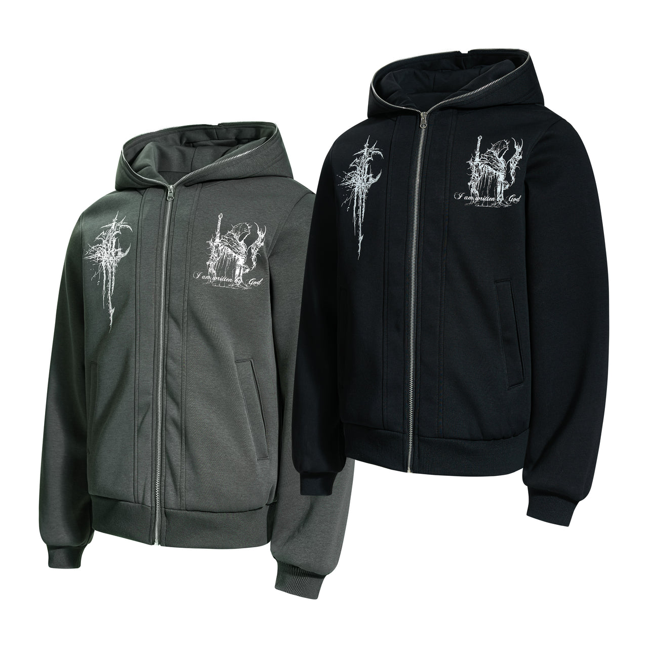 Omirad Gothic Line Art Zip Hoodie