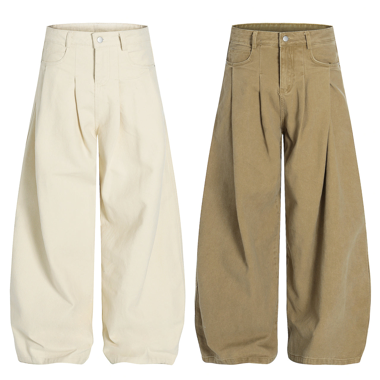 Omirad Wide-Leg Pleated Canvas Pants
