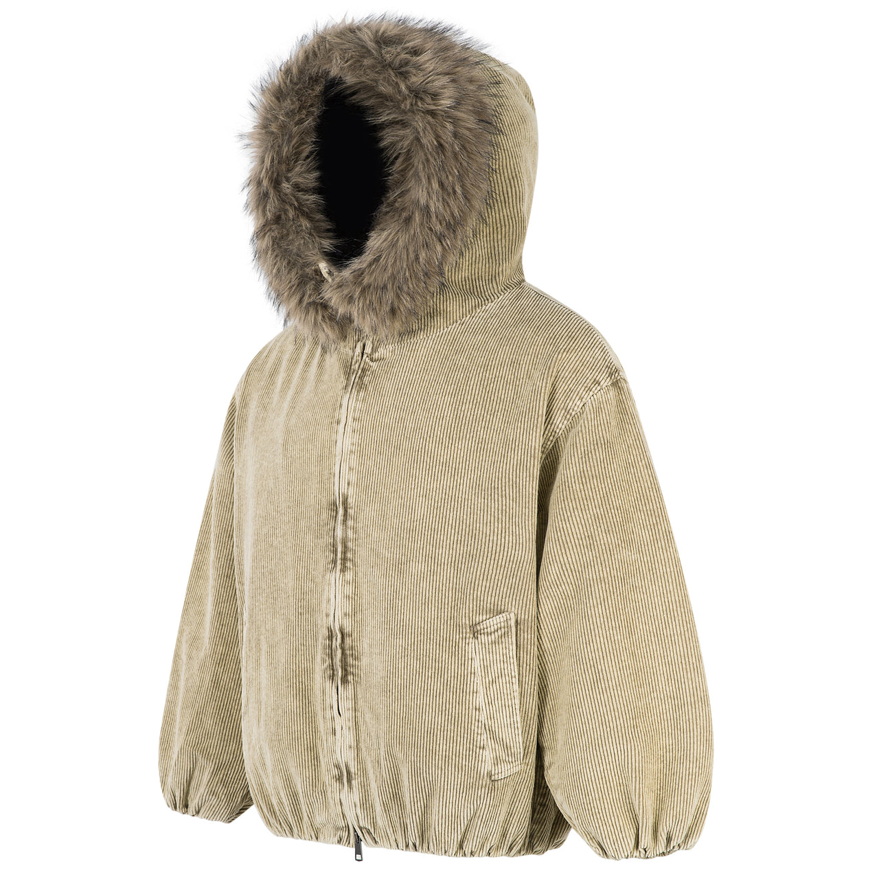 Omirad Corduroy Fur-Hood Puffer Jacket
