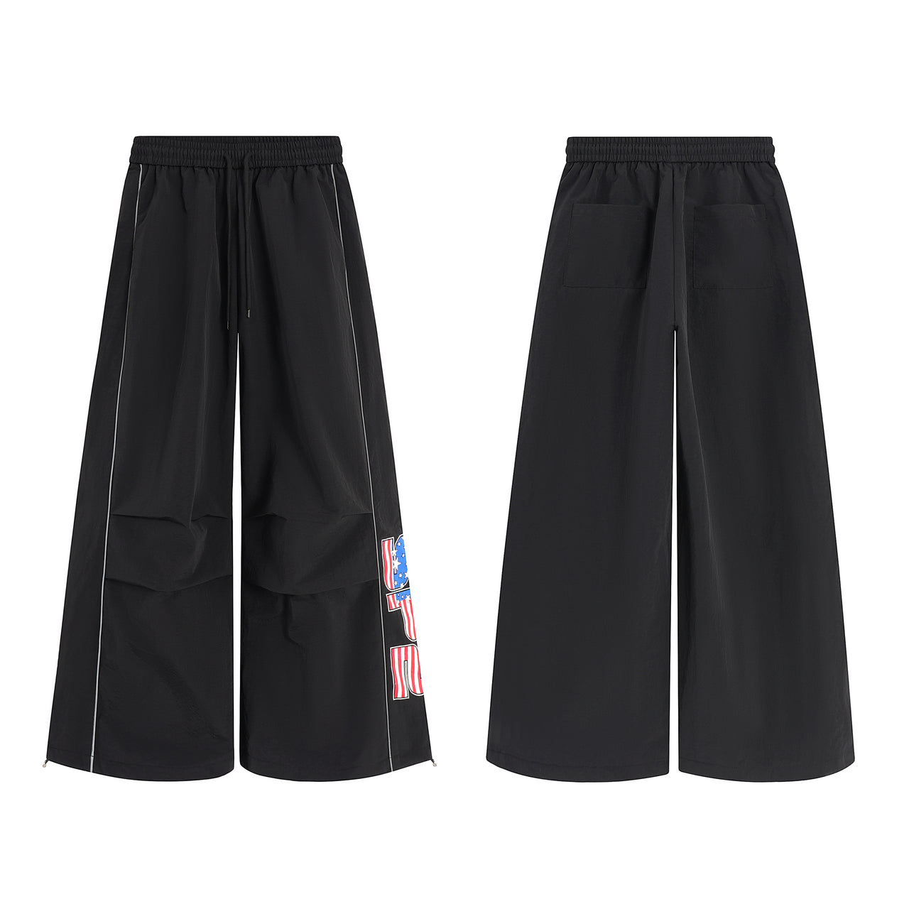 Omirad Flag Print Wide-Leg Nylon Pants
