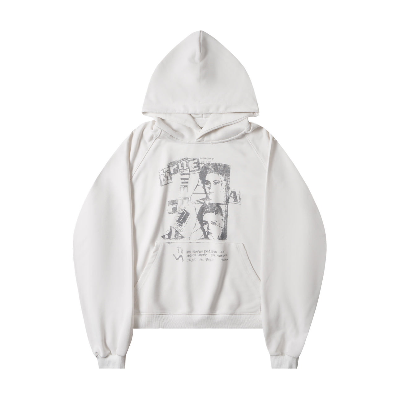 American Vintage Distressed Portrait Print Hoodie