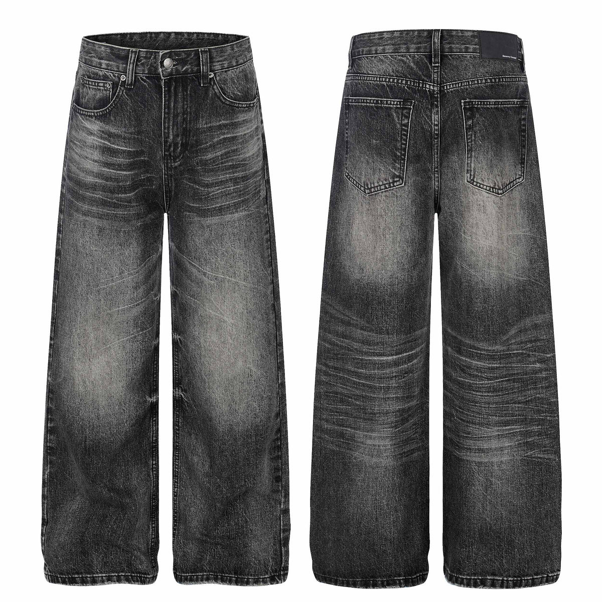 Omirad Vintage Washed Black Wide-Leg Jeans