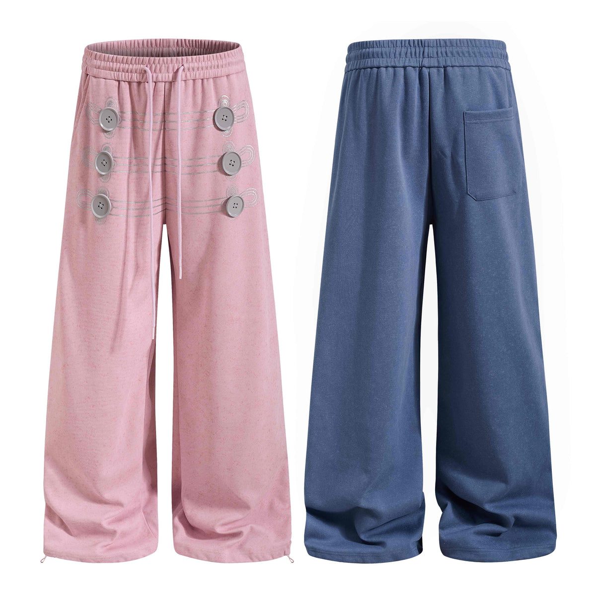Omirad Military Button Wide-Leg Sweatpants