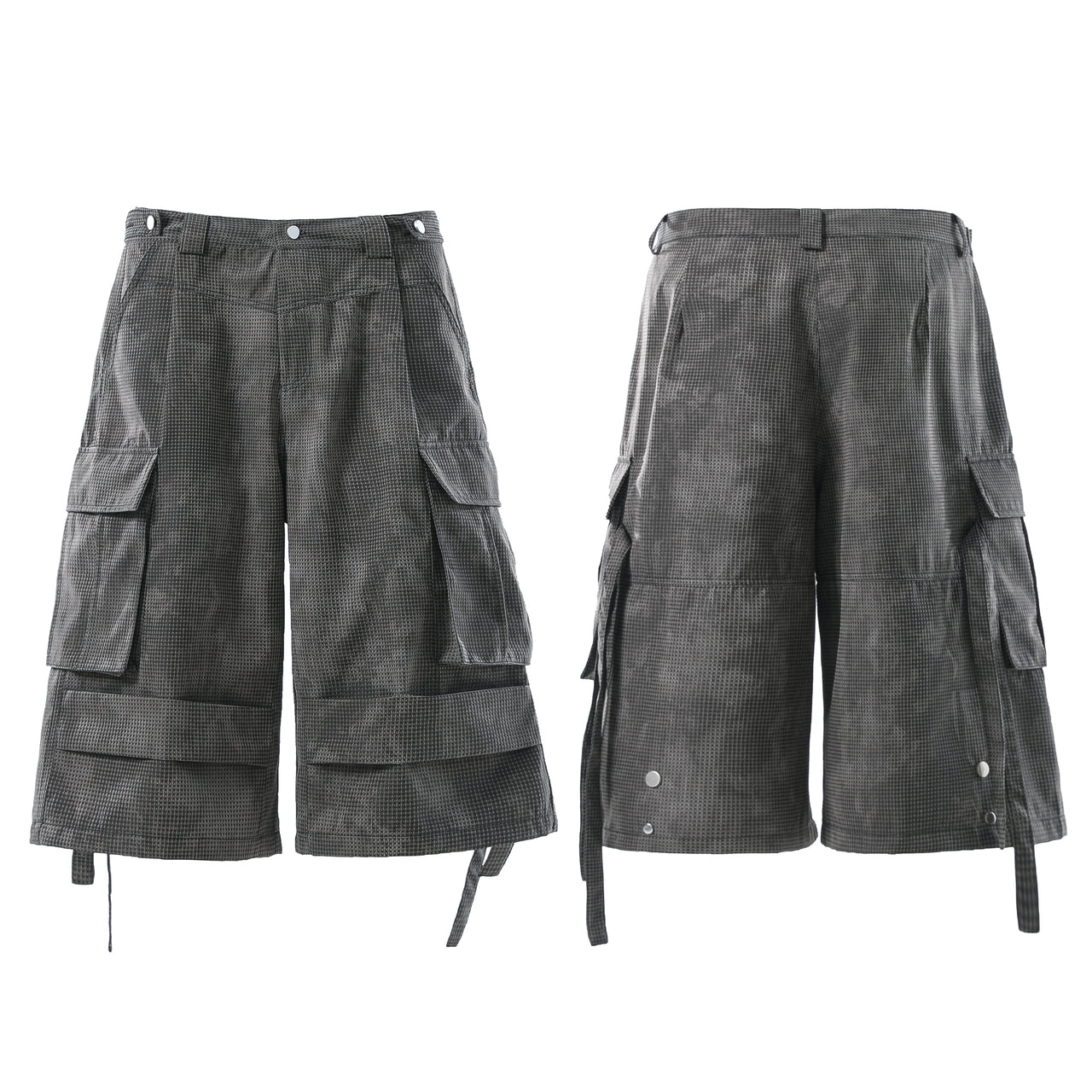 Streetwear High-End Pleated Multi-Pocket Cargo Shorts
