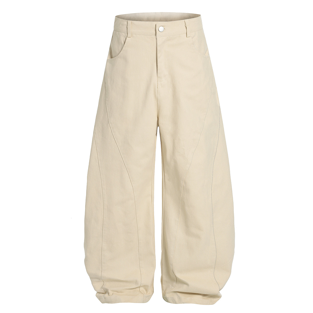 Omirad Curve-Stitch Wide-Leg Canvas Pants
