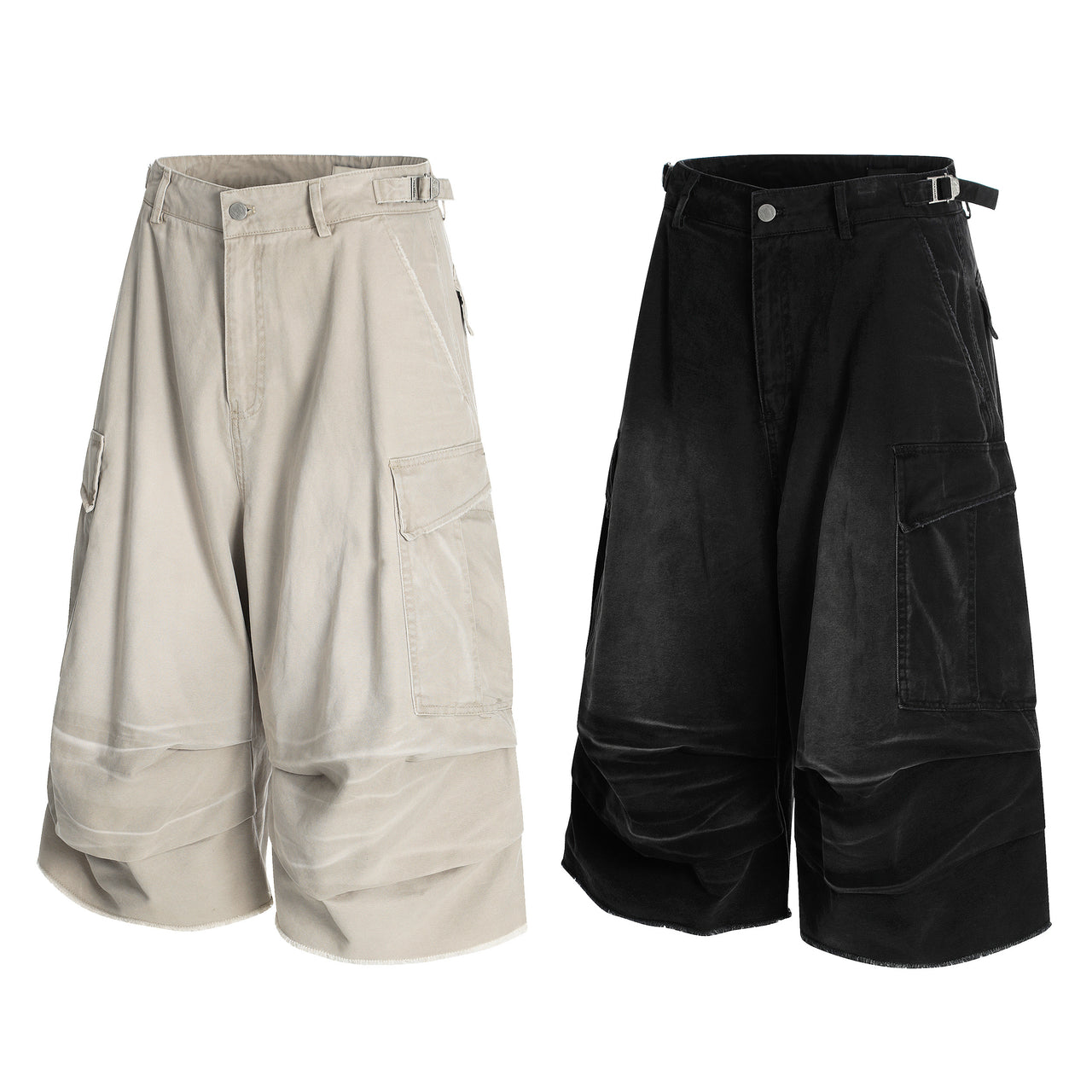 Omirad Washed Layer-Panel Cargo Shorts