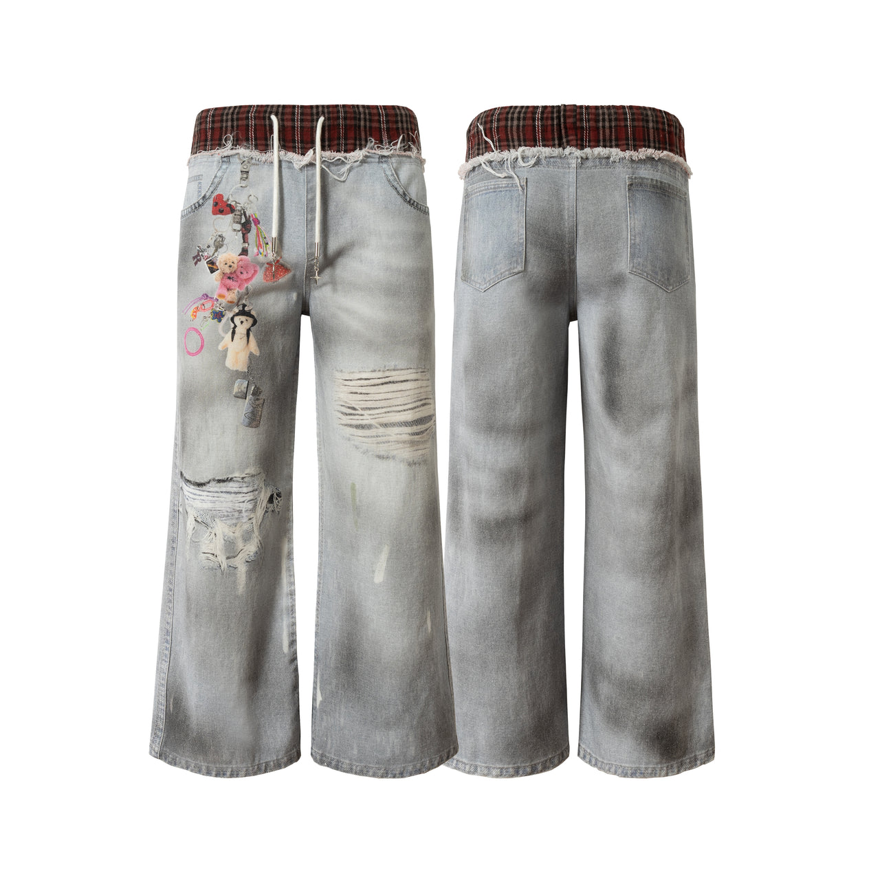 Omirad Plush Charm Distressed Denim Jeans