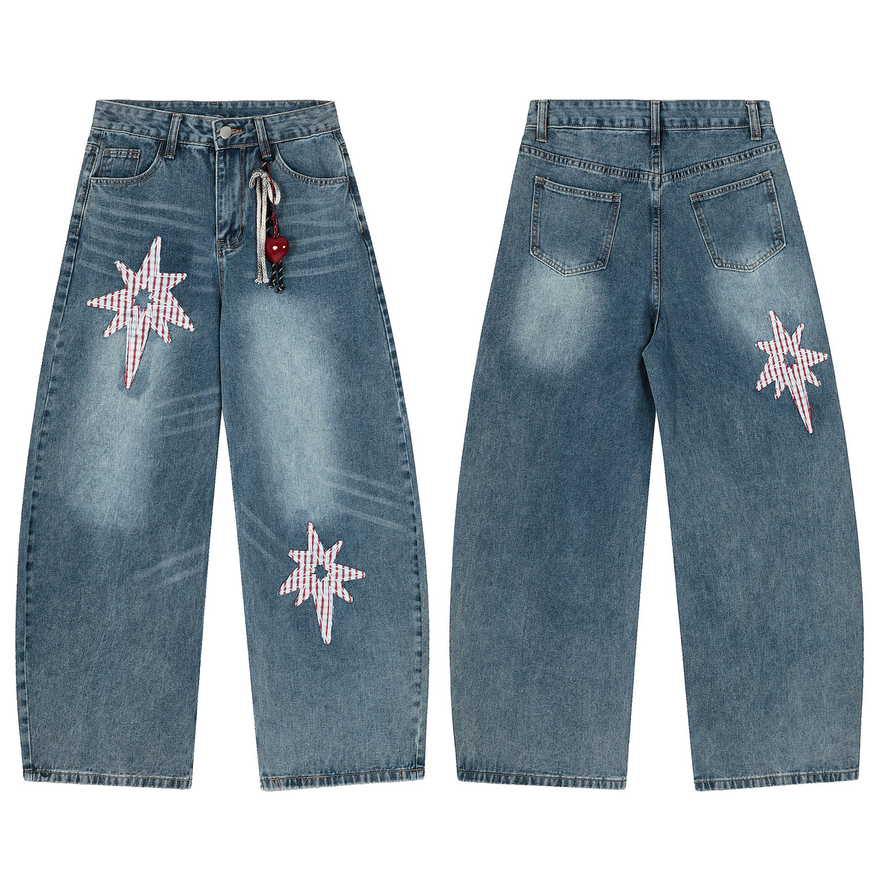 Omirad Star Patchwork Wide-Leg Jeans