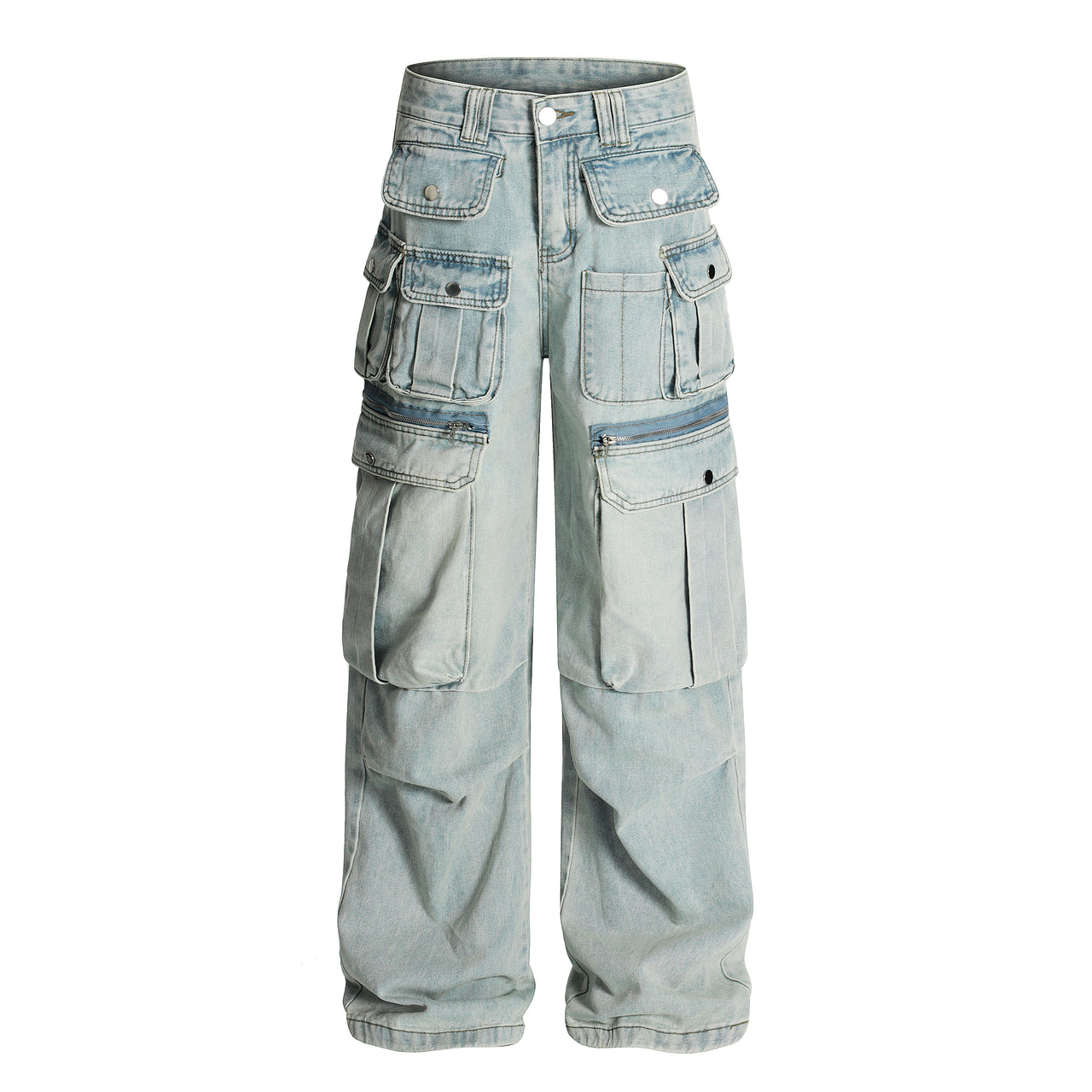 American High Street Multi-Pocket Pleated Jeans