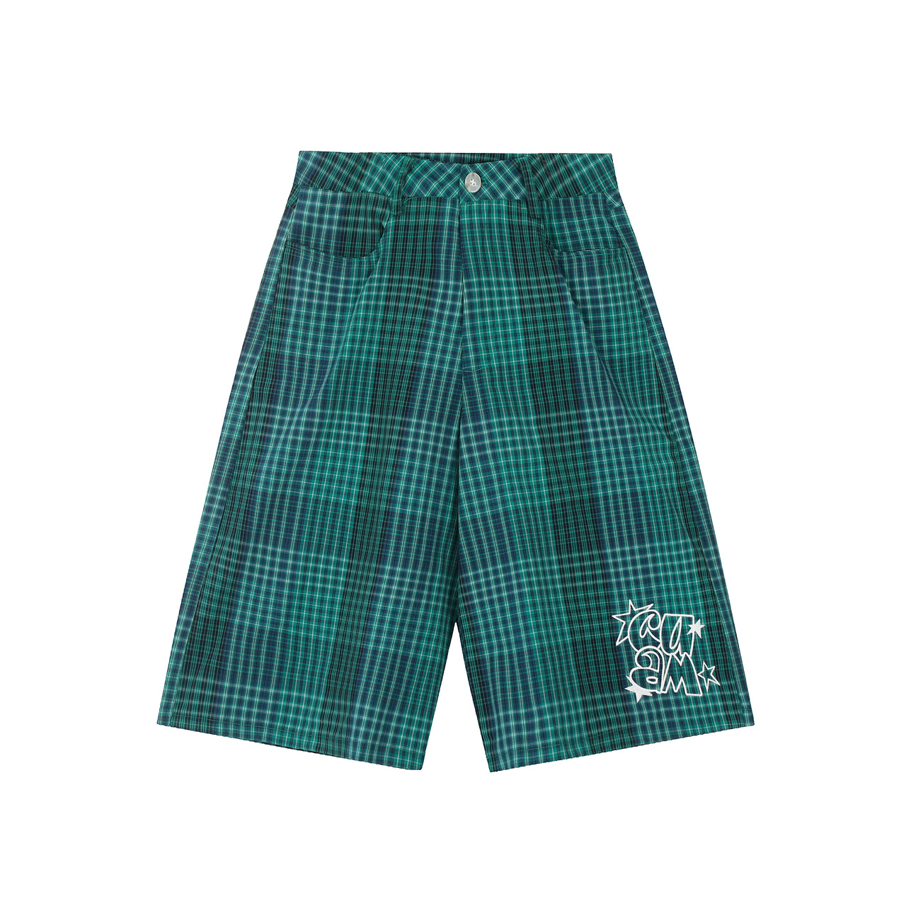 American Minimalist Color-Block Plaid Casual Shorts