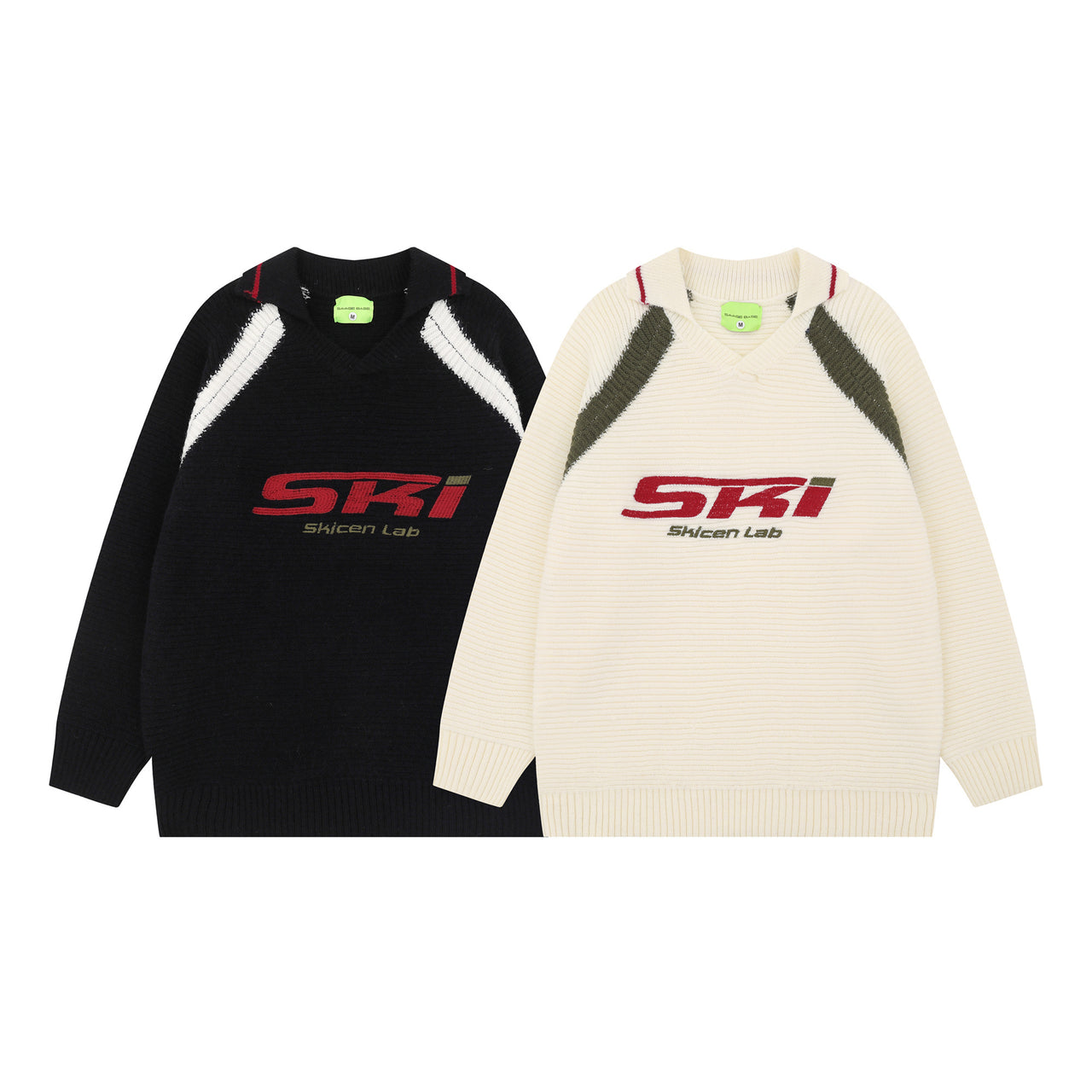 American Streetwear Embroidered Patchwork Sweater