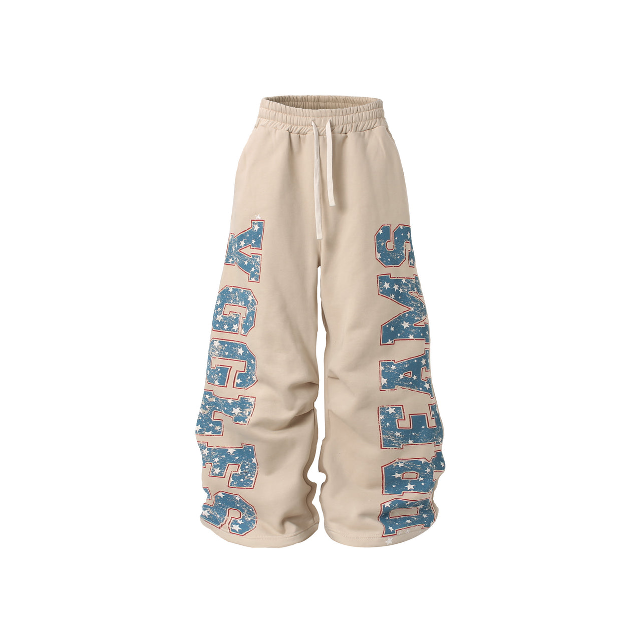 Omirad Fleece-Lined Retro Letter Wide-Leg Sweatpants