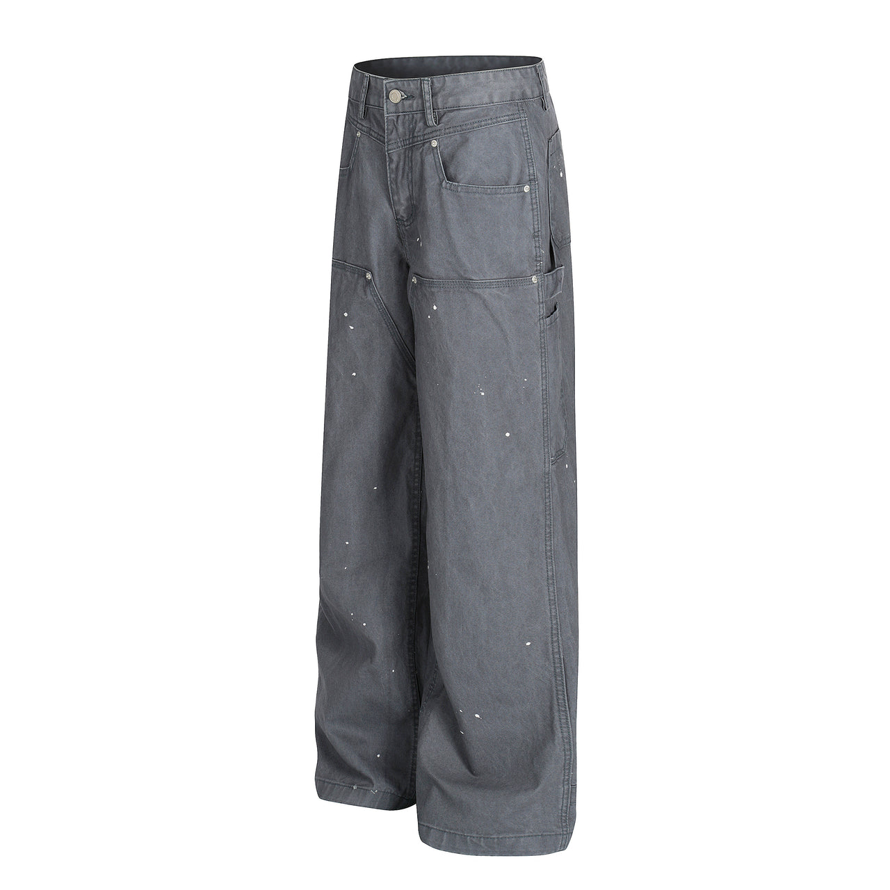 Omirad Paint-Splatter Utility Wide-Leg Jeans