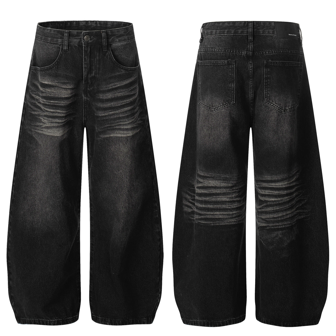 Omirad Vintage Whisker Wash Balloon Wide-Leg Jeans