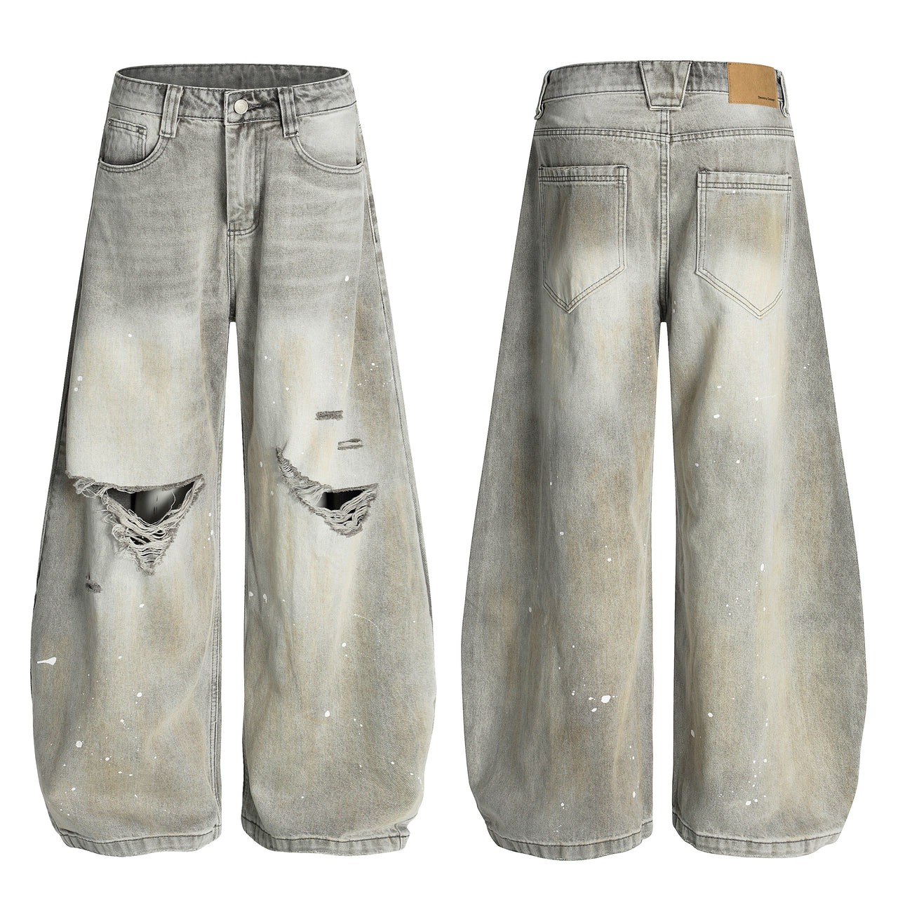 Omirad Distressed Paint-Splash Jeans