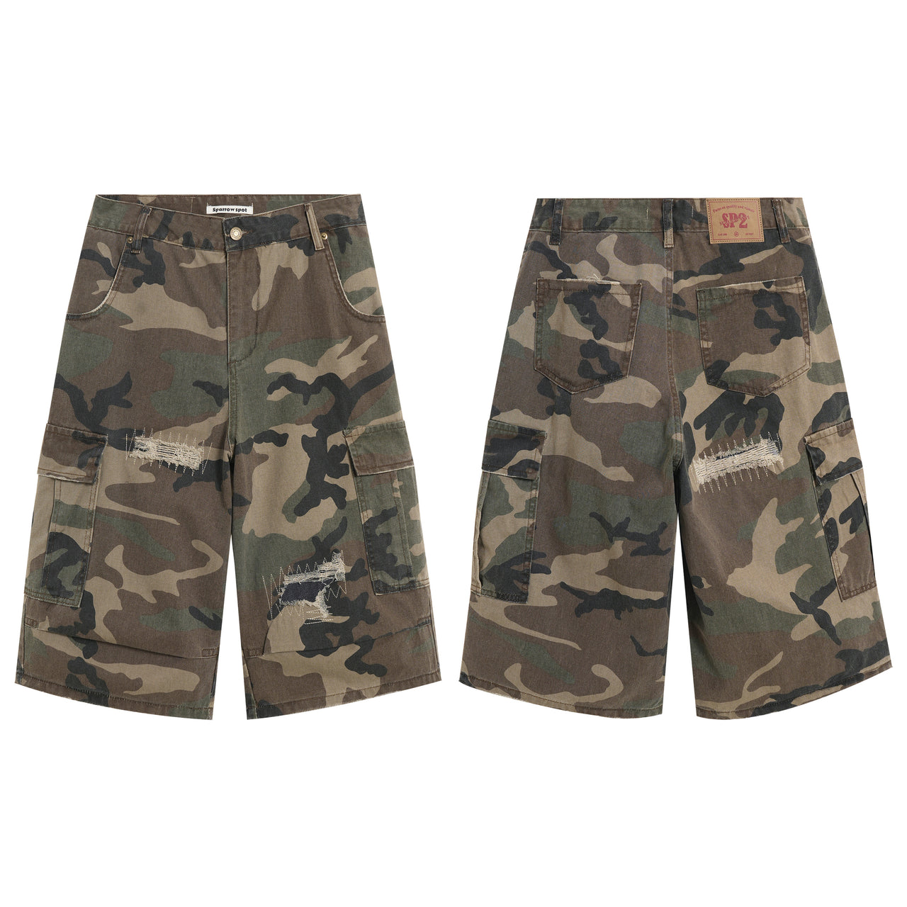 American Vintage Patchwork Camouflage Jorts