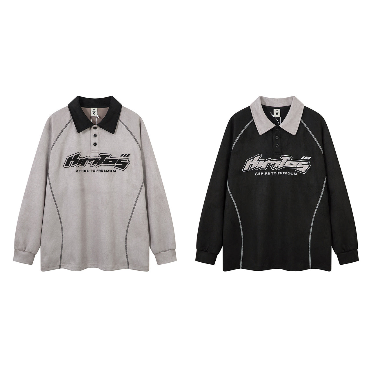 Streetwear Appliqué Embroidered Polo Sweatshirt