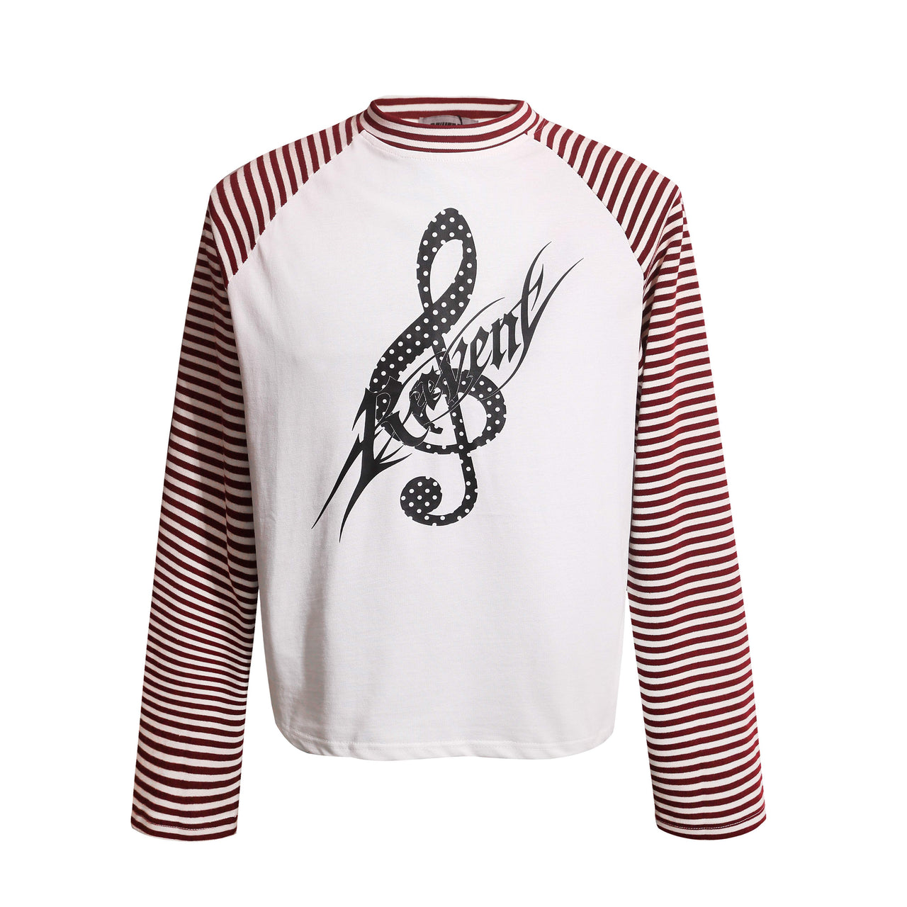 Omirad Music Note Striped Raglan Long Sleeve Tee