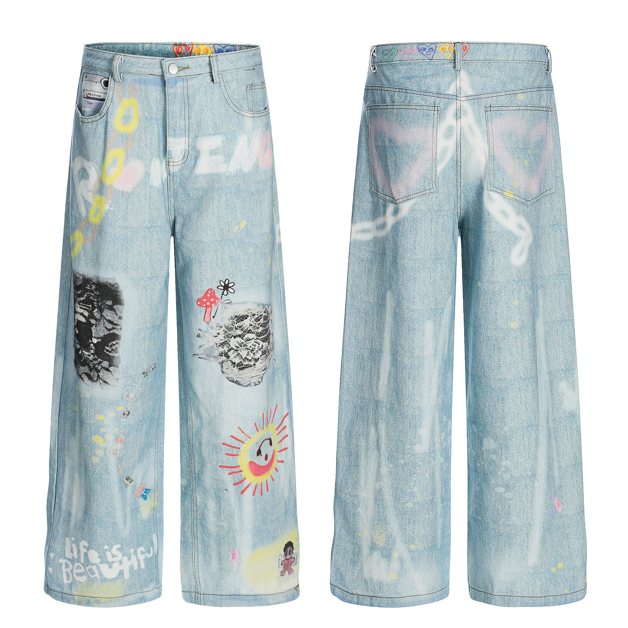 Omirad “Life Is Beautiful” Graffiti Jeans