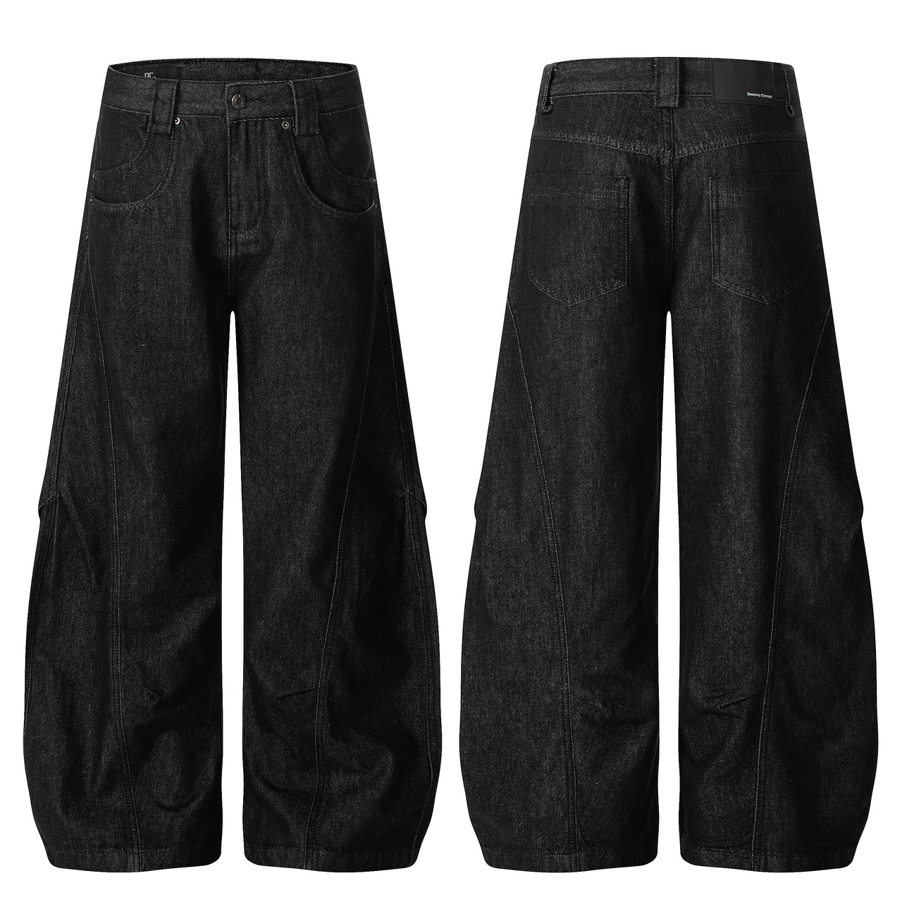 Omirad Structured Panel Balloon Wide-Leg Jeans