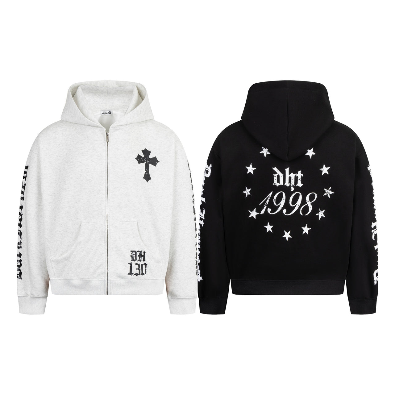 American Vintage Numeric Print Zip-Up Hoodie