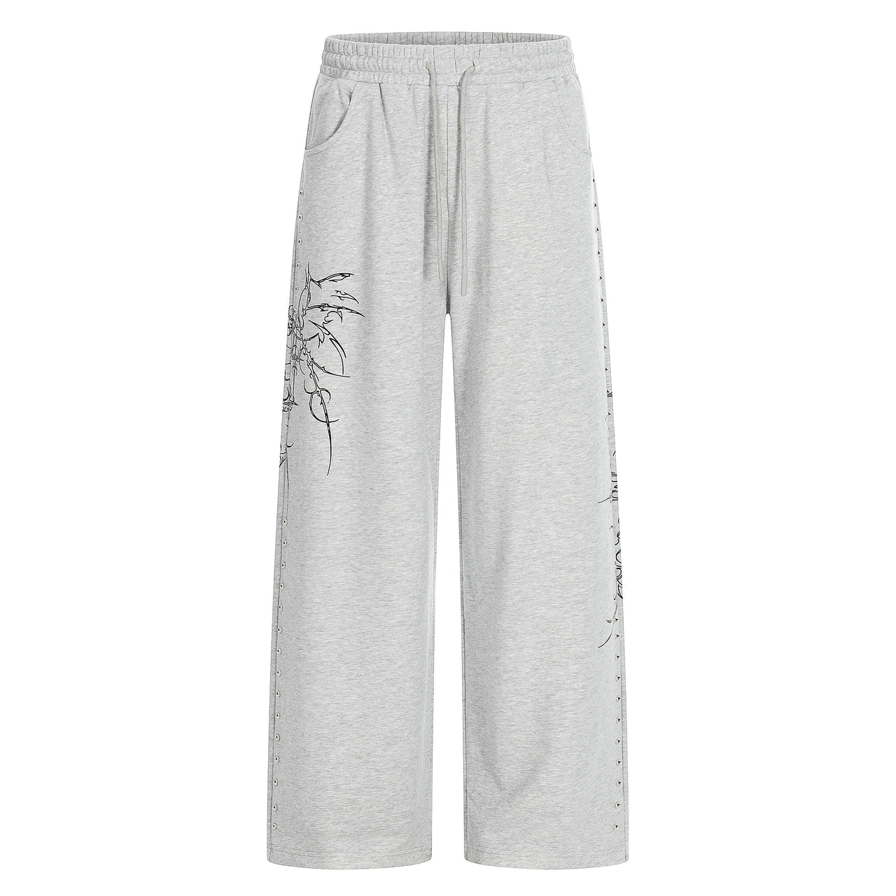 Omirad Gothic Line Graphic Wide-Leg Sweatpants
