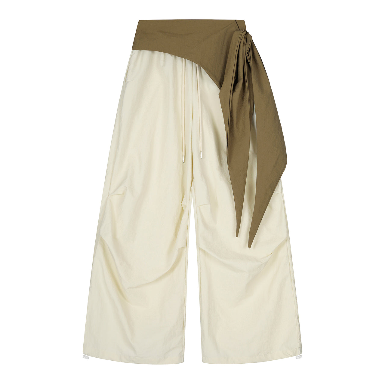 American Color-Block Pleated Casual Pants