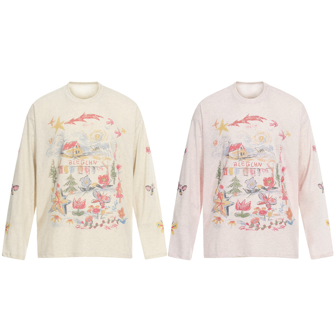 Omirad Hand-Drawn Art Graphic Long Sleeve Tee