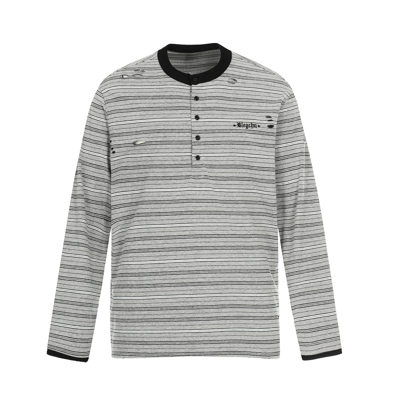 Omirad Striped Henley Long Sleeve Tee