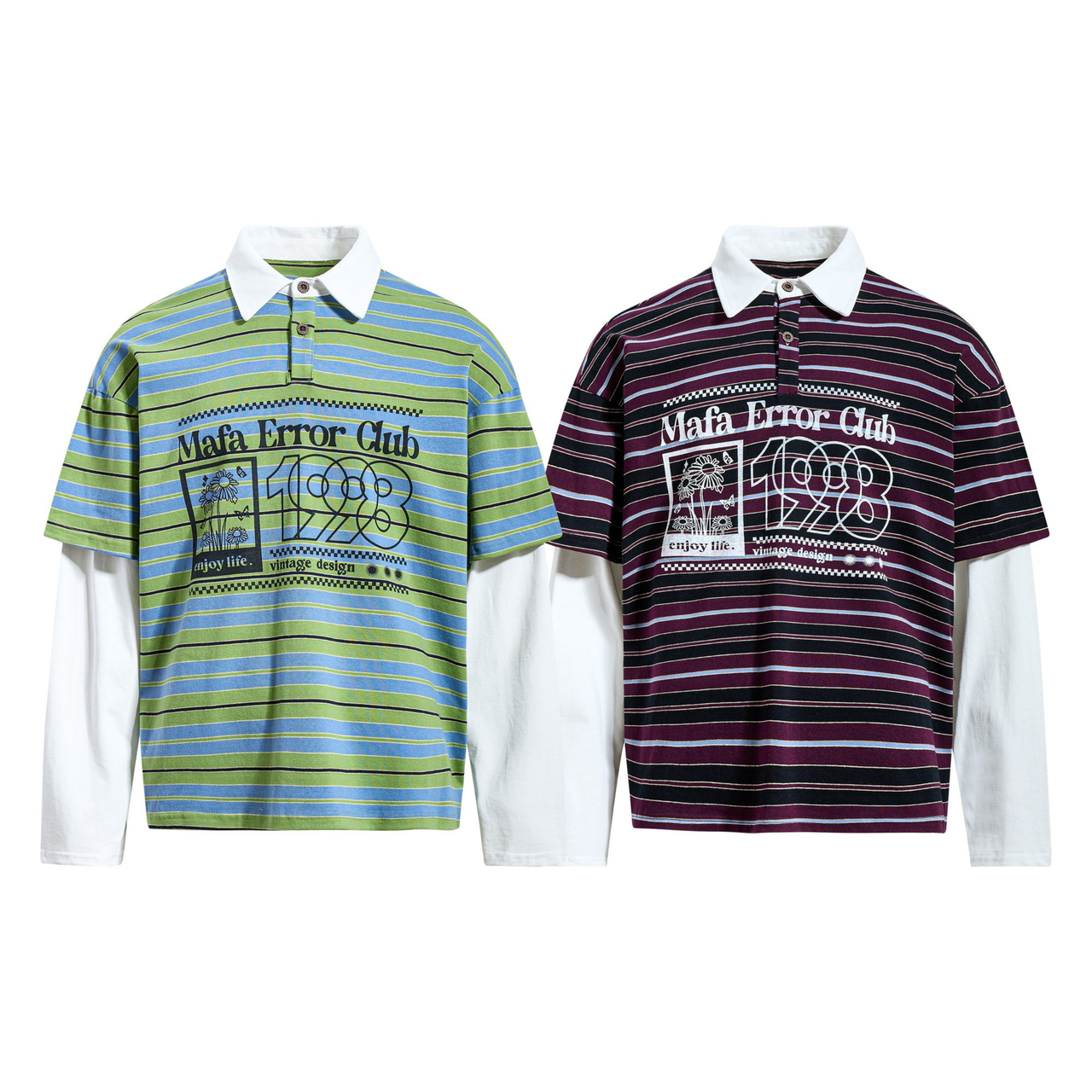 Omirad Striped Graphic Layered Polo