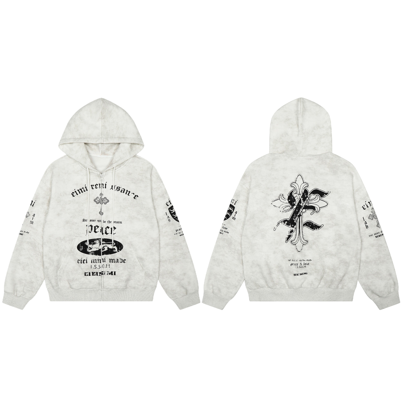 Omirad Vintage Graphic Zip-Up Hoodie