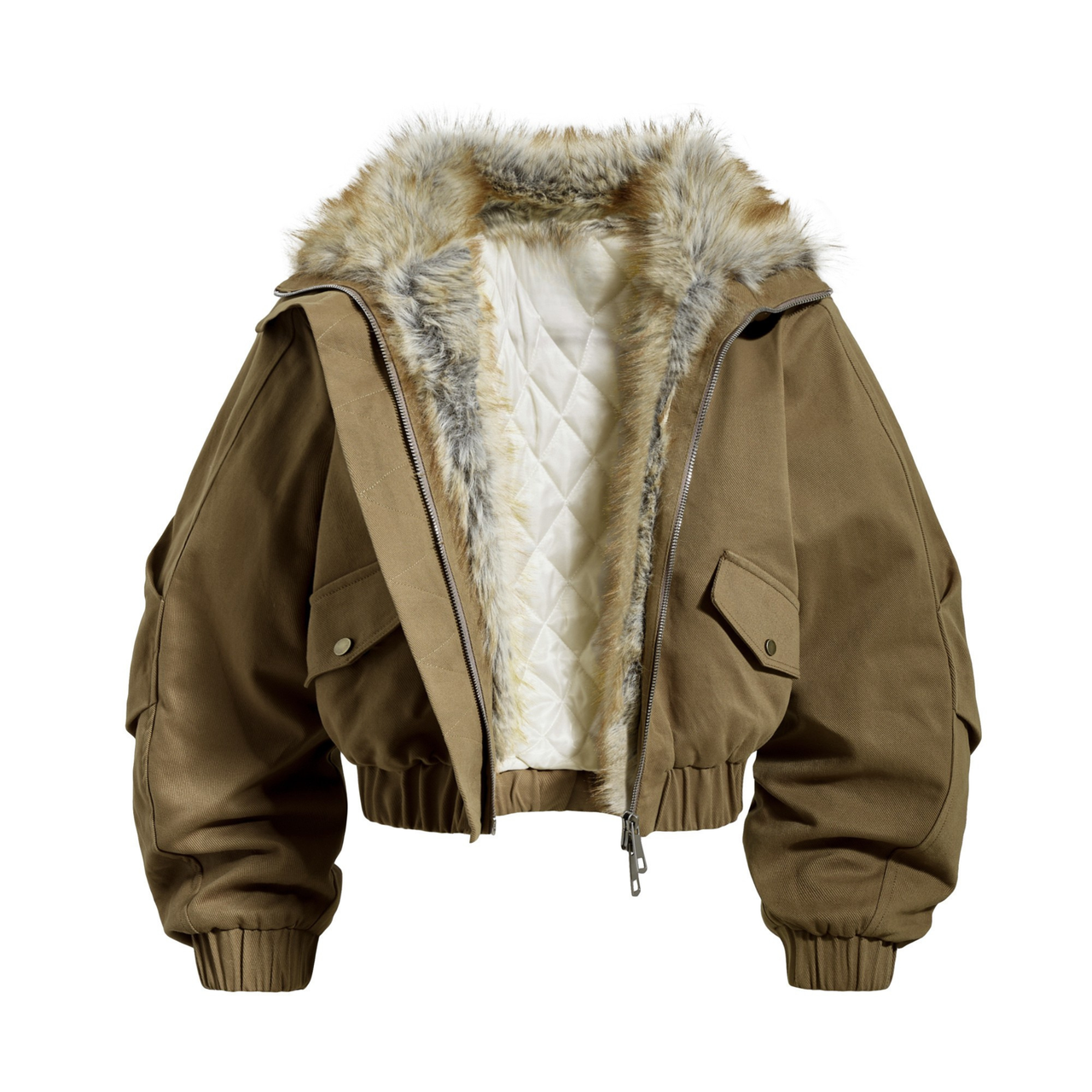 Omirad Fur-Lined High-Neck Cotton Jacket