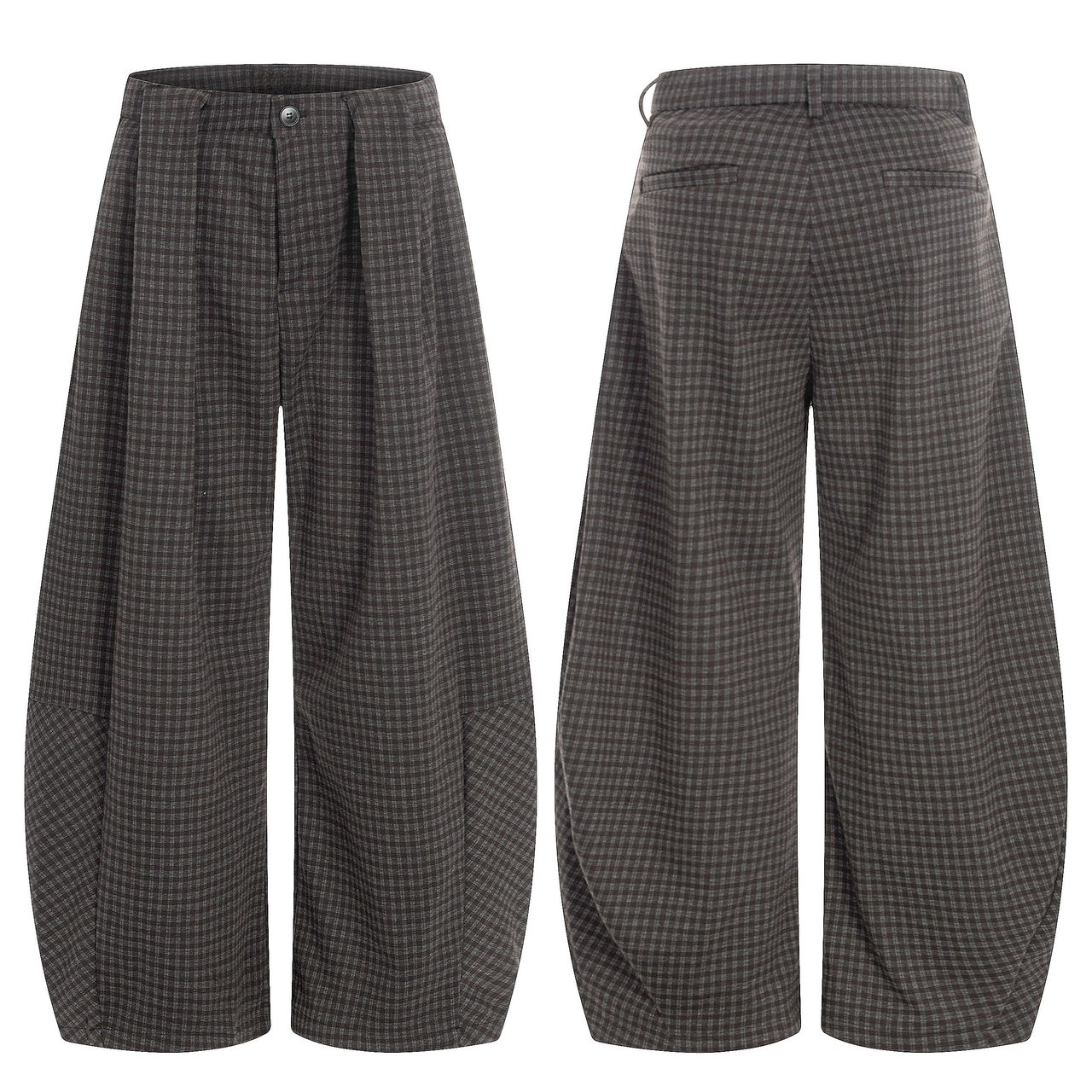 Omirad Wide-Leg Plaid Trousers
