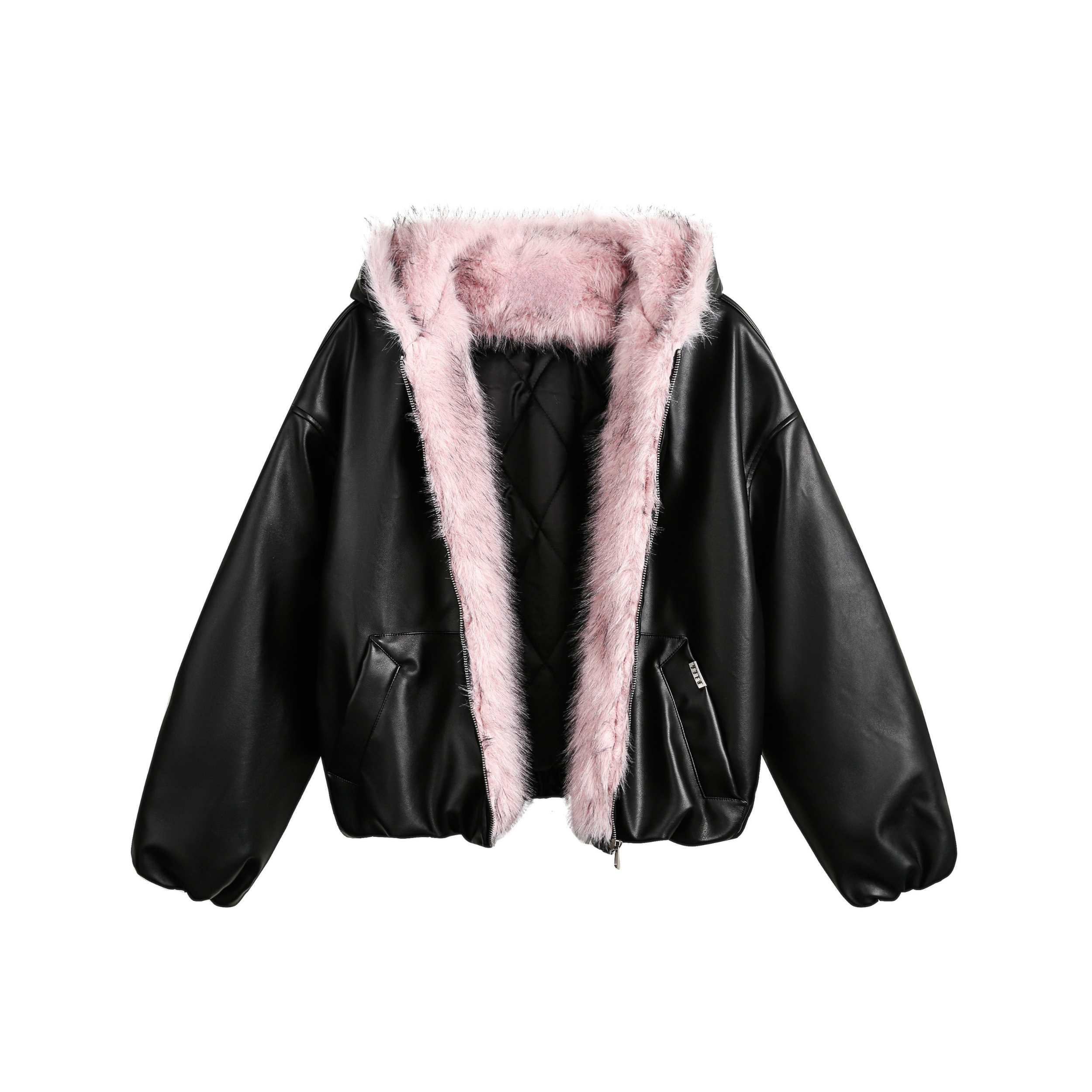 Omirad Faux Fur Hooded PU Jacket - omirad
