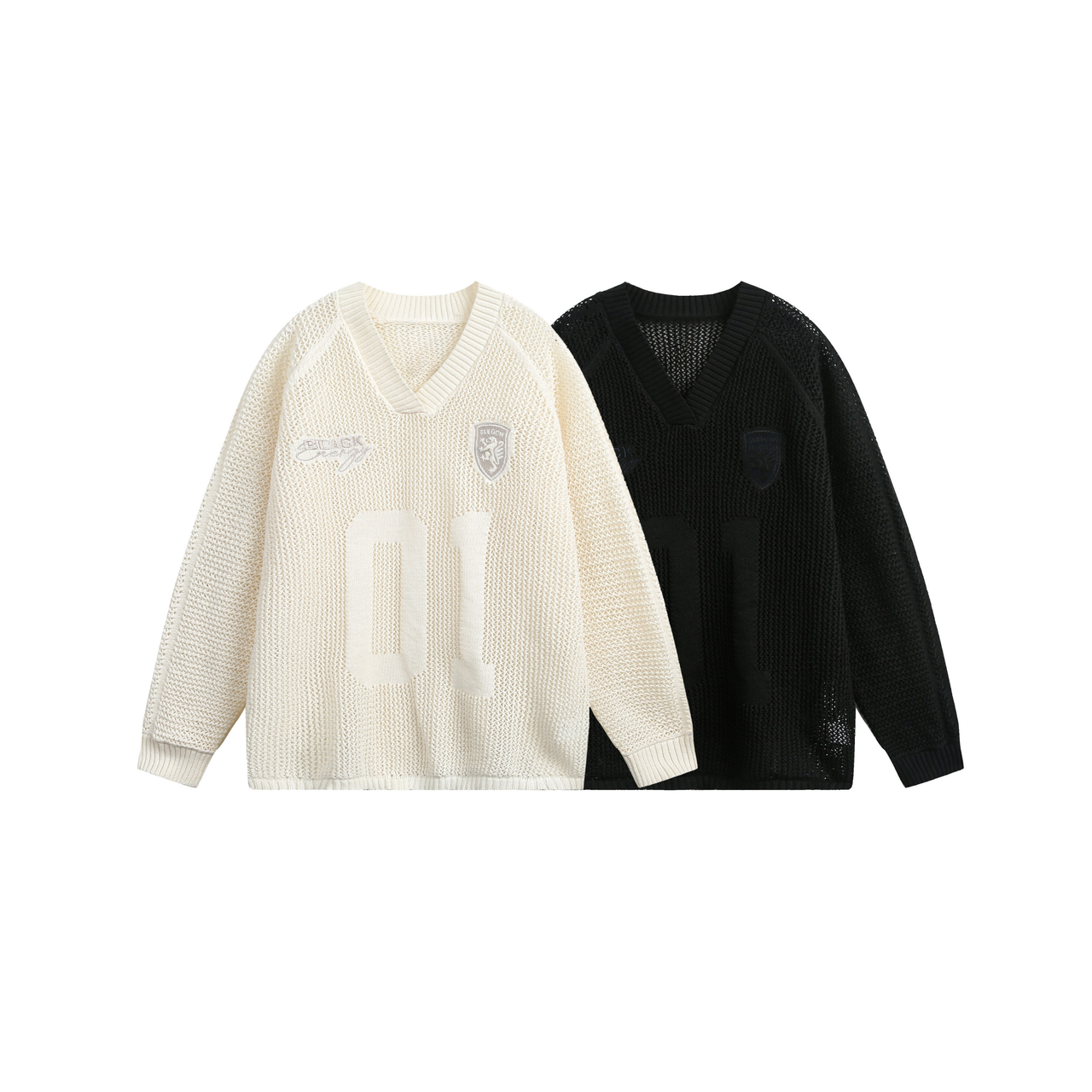 Omirad “01” Varsity Mesh V-Neck Sweater