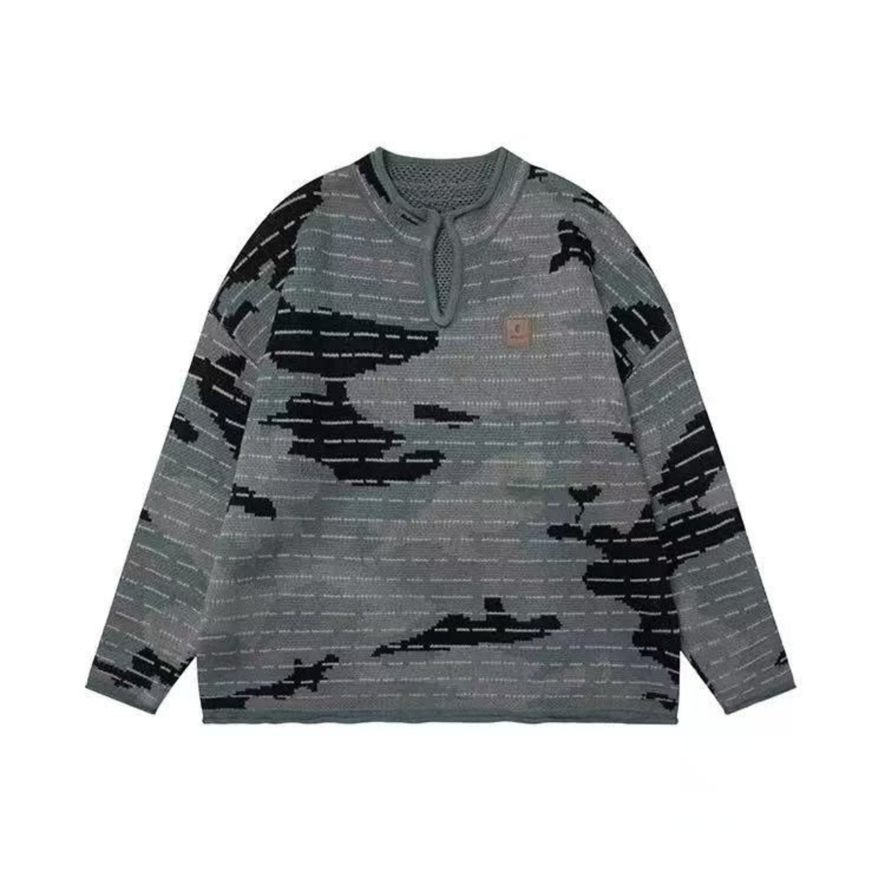 Omirad Tactical Camo V-Neck Knit Pullover