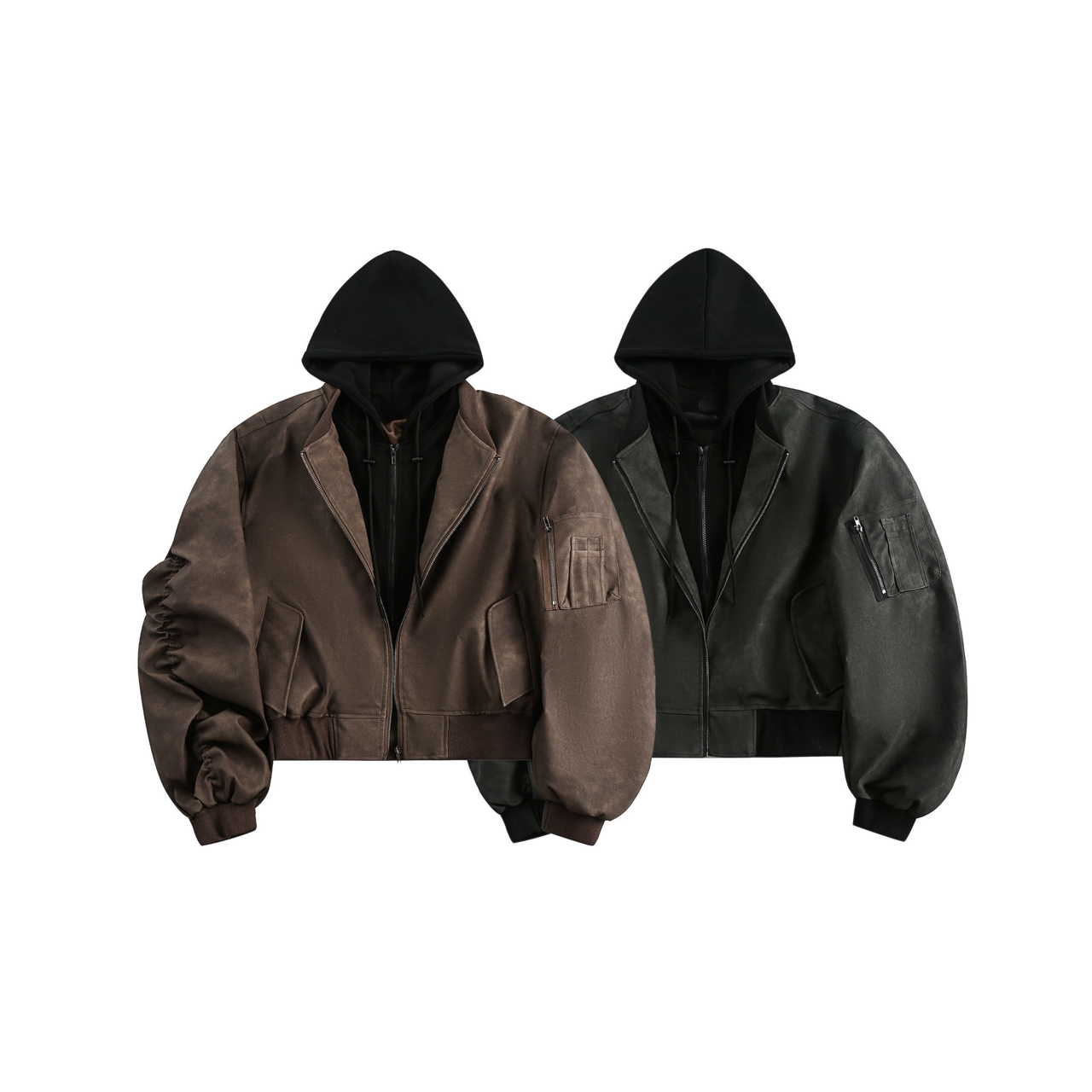 Omirad Layered Hooded Mesh Bomber Jacket