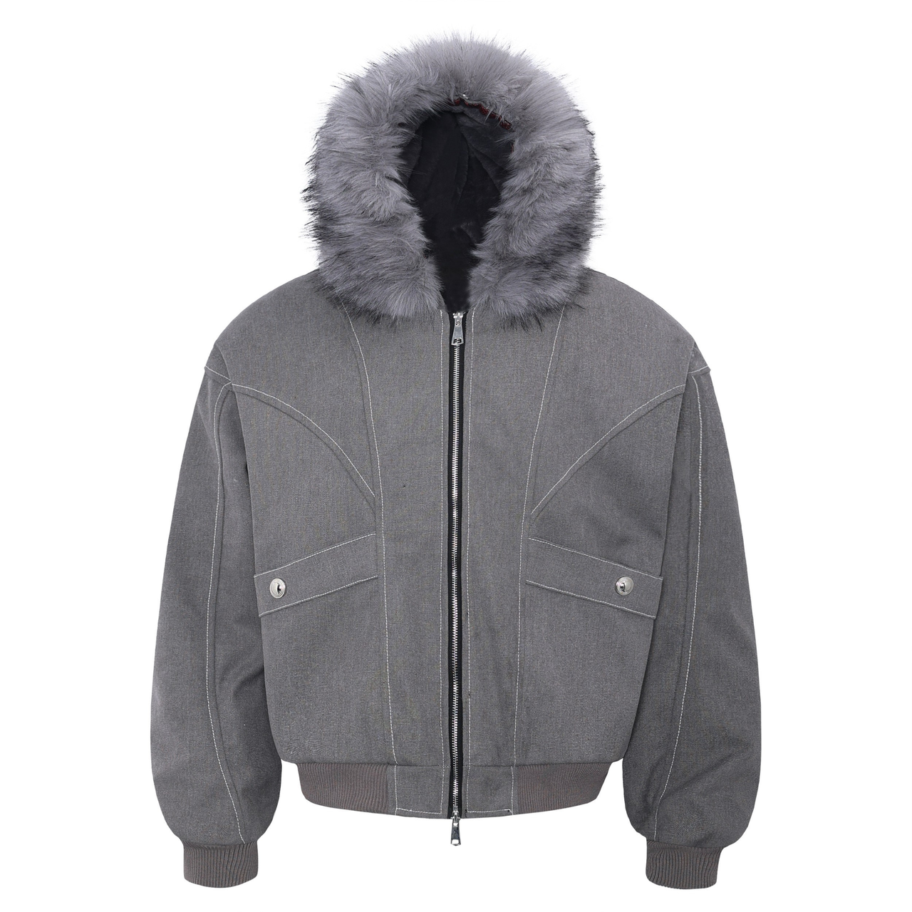 Omirad Fur-Hood Sculpted Bomber Jacket