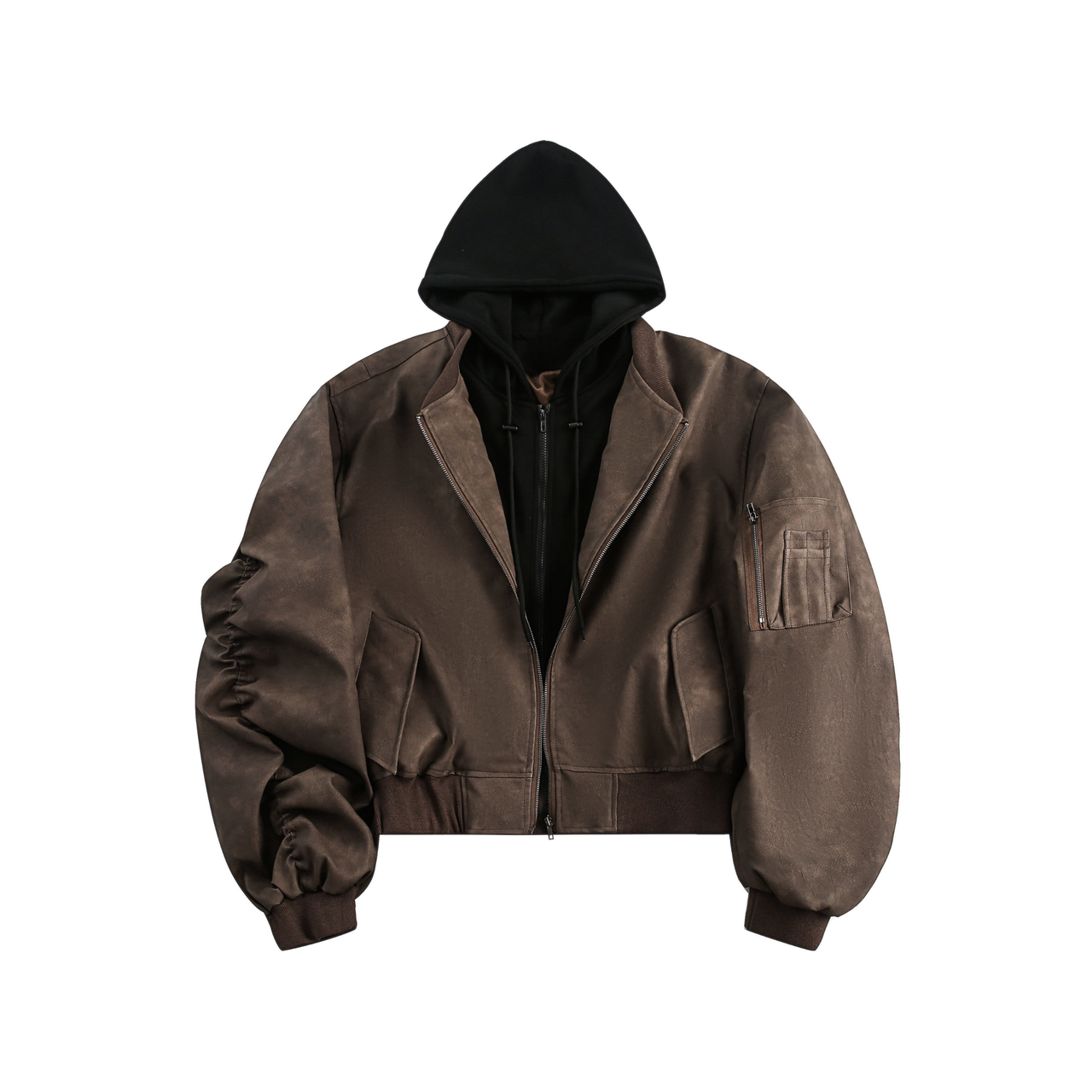 Omirad Layered Hooded Mesh Bomber Jacket