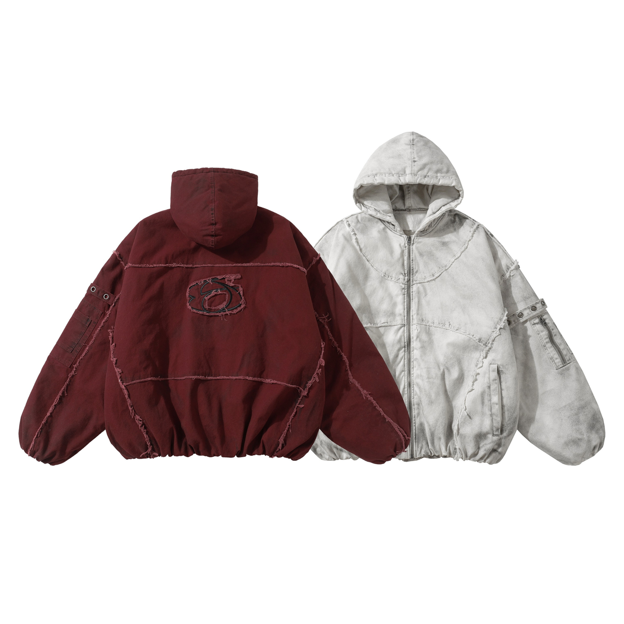 Omirad Distressed Hooded Zip Jacket